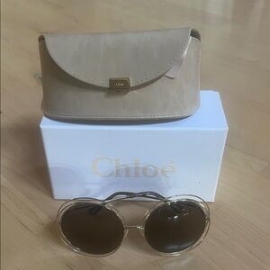 Chloé Gold Sunglasses with Beige Case